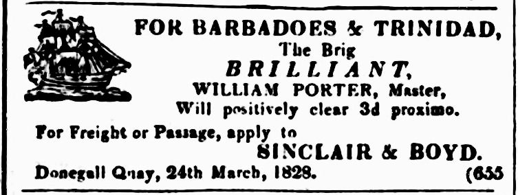 Sinclair & Boyd's new ship Brilliant, 1828