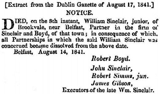 William Sinclair death 1841